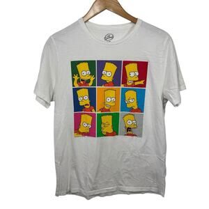 The Simpsons Freeze Bart Simpson Cotton T-Shirt L White Graphic Cartoon Cotton